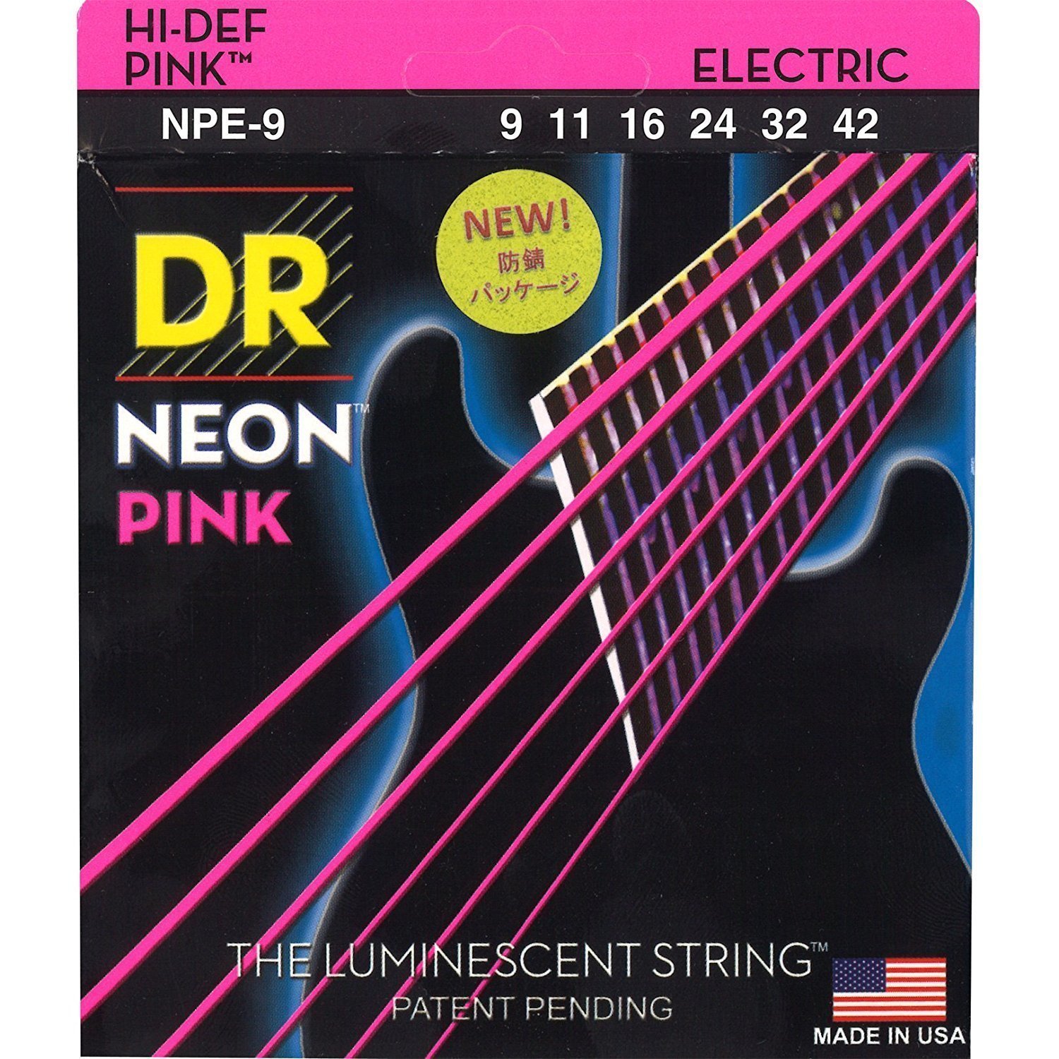 E-guitar strings DR Strings NPE-9 Neon