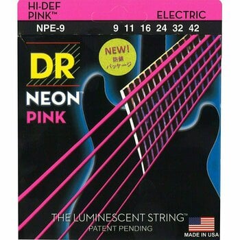 Struny pro elektrickou kytaru DR Strings NPE-9 Neon - 1