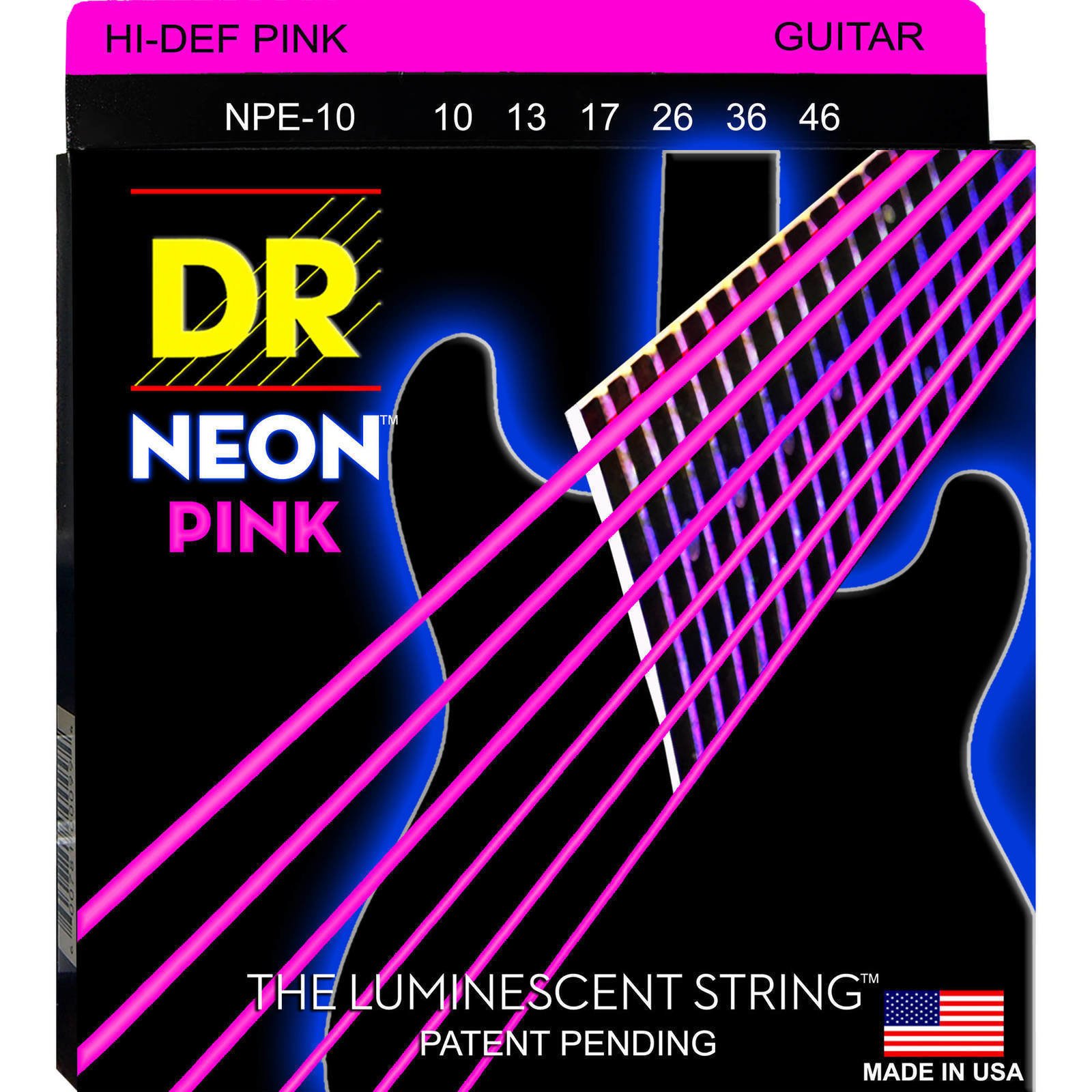 Cordes pour guitares électriques DR Strings NPE-10 Neon