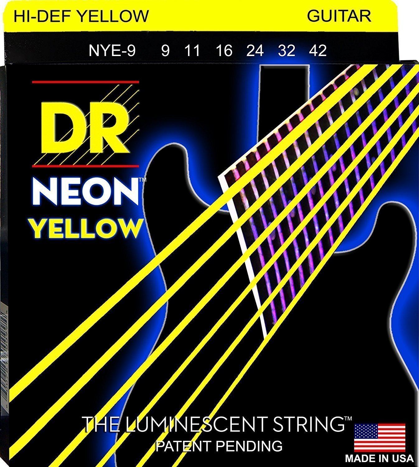 E-guitar strings DR Strings NYE-9 Neon