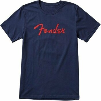 T-Shirt Fender T-Shirt Foil Spaghetti Logo Blue L - 1