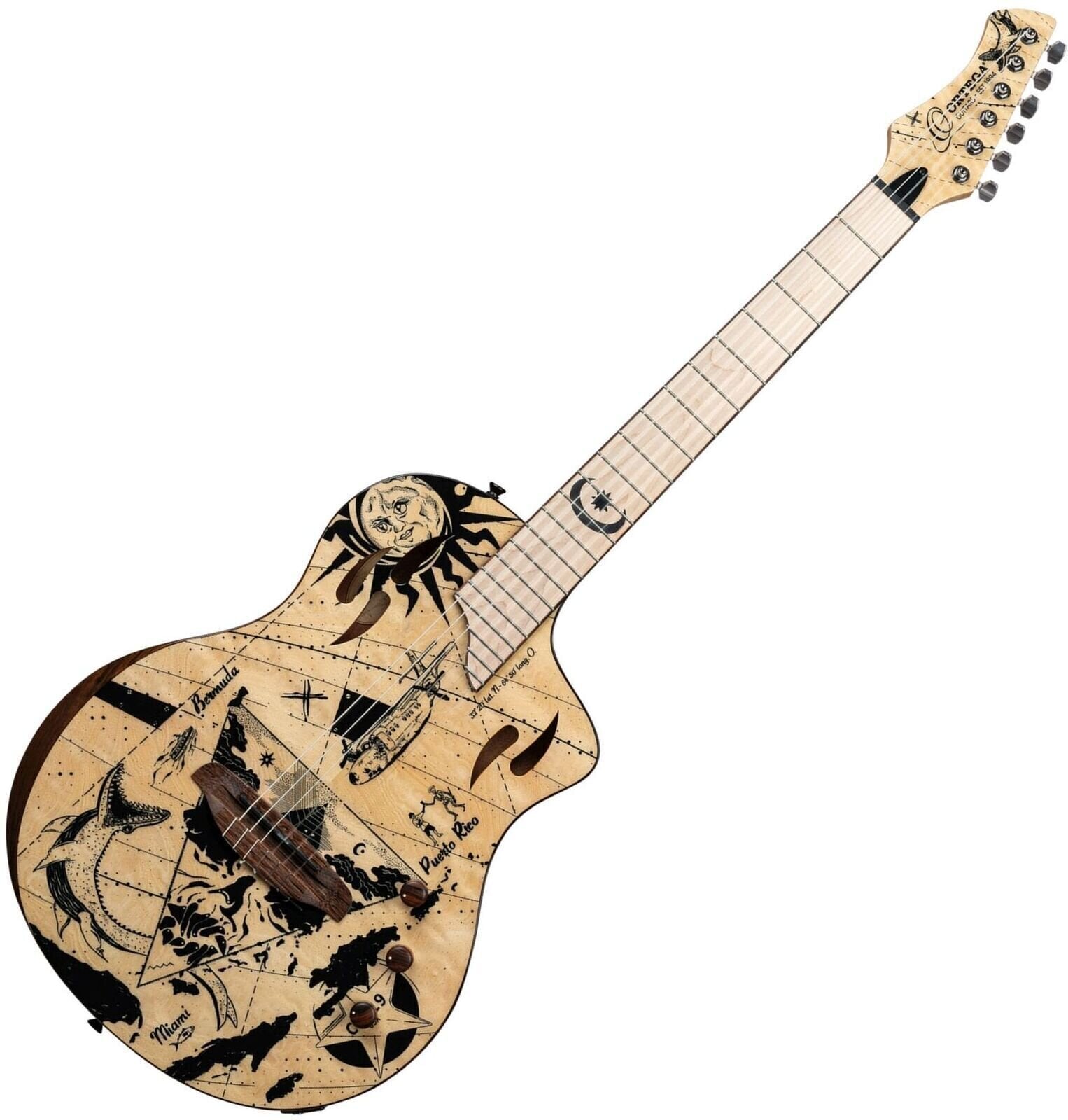 Classical Guitar with Preamp Ortega RTPG-LS2 4/4 Flamed Maple Bermuda Classical Guitar with Preamp