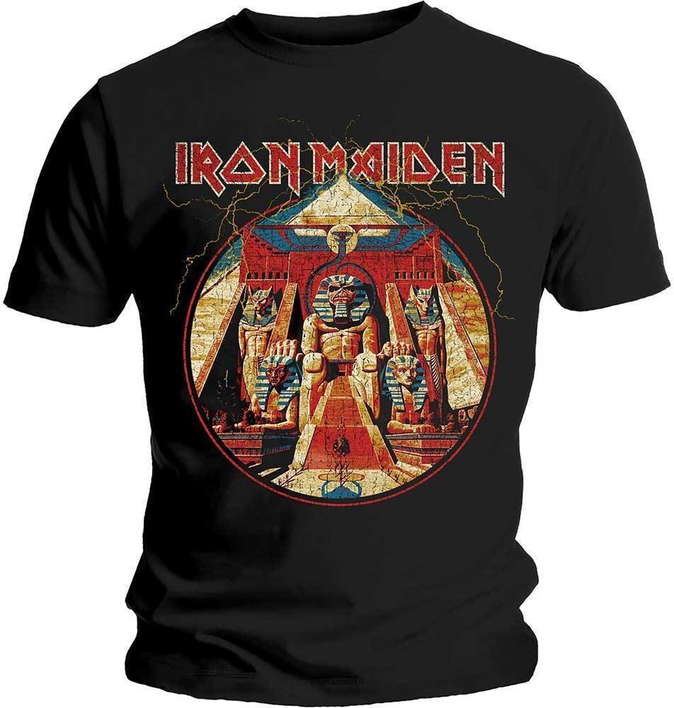 Skjorte Iron Maiden Mens Tee Powerslave Lightning Circle M