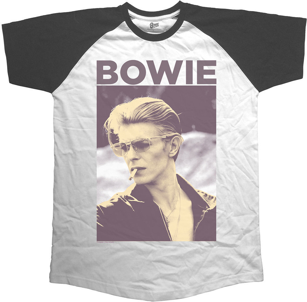 Camiseta de manga corta David Bowie Camiseta de manga corta Smoking Raglan Blanco XL