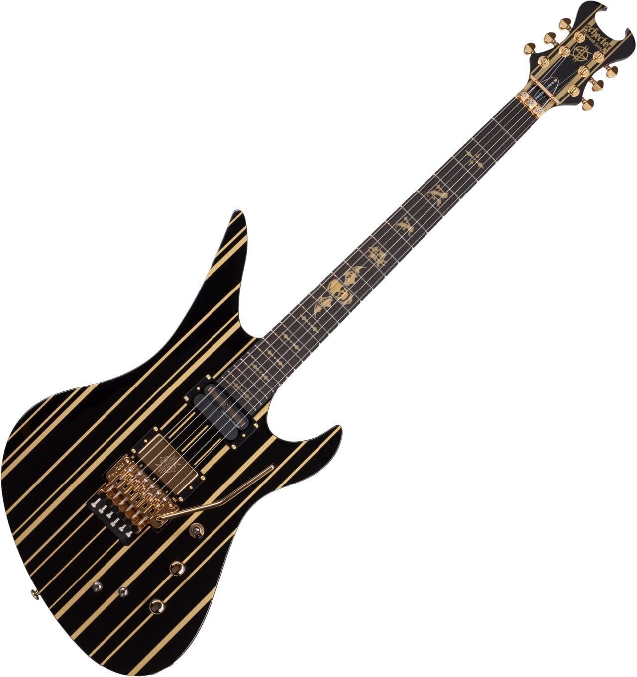 Električna gitara Schecter Synyster Custom-S Black/Gold Pinstripes Električna gitara