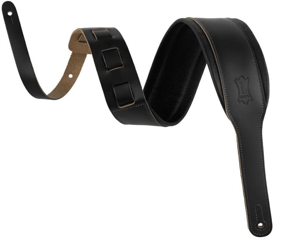 Guitar strap Levy's Amped Leather Black Guitar strap