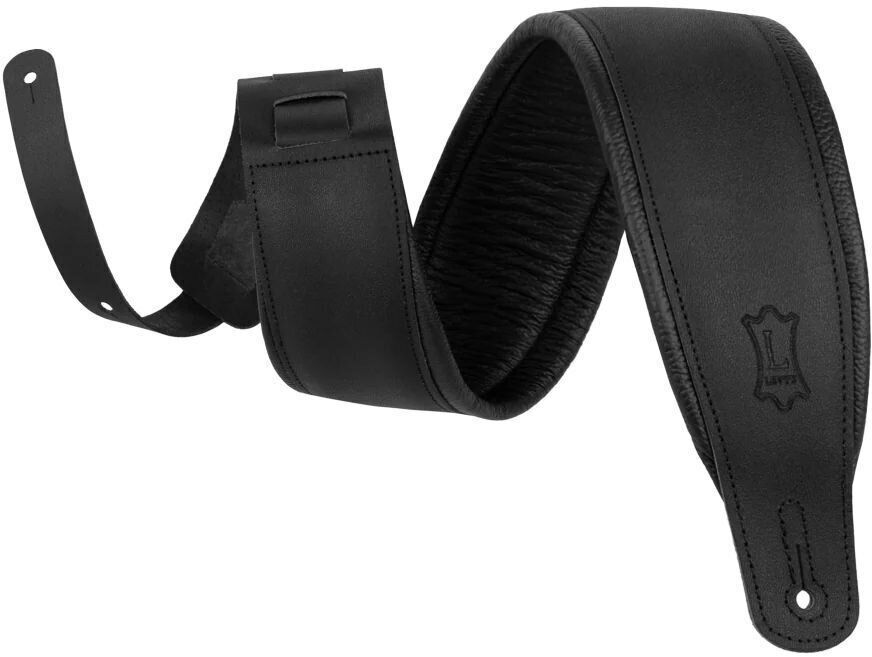 Guitar strap Levy's Amped Leather Matte Black Guitar strap