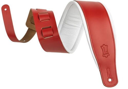 Guitar strap Levy's Amped Leather Red/White Guitar strap - 1