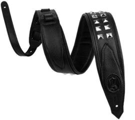 Guitar strap Levy's Rebel Leather Black/Silver Guitar strap