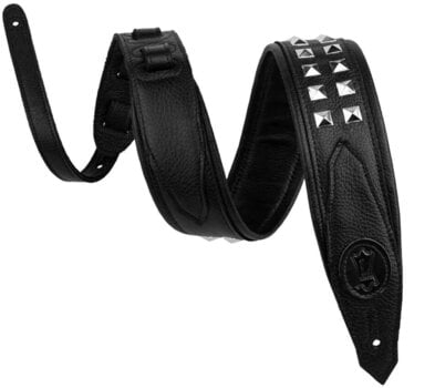 Каишка за китара Levy's Rebel Leather Black/Silver Каишка за китара - 1