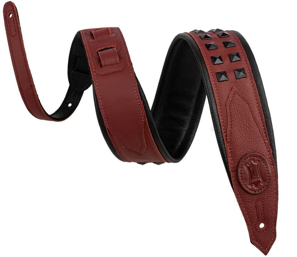 Guitar strap Levy's Rebel Leather Oxblood/Black Guitar strap
