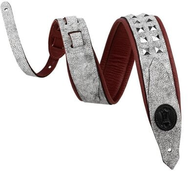Каишка за китара Levy's Rebel Leather White/Silver Каишка за китара - 1