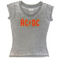 AC/DC Burnout Logo Charcoal Grey M Ladies T-Shirt