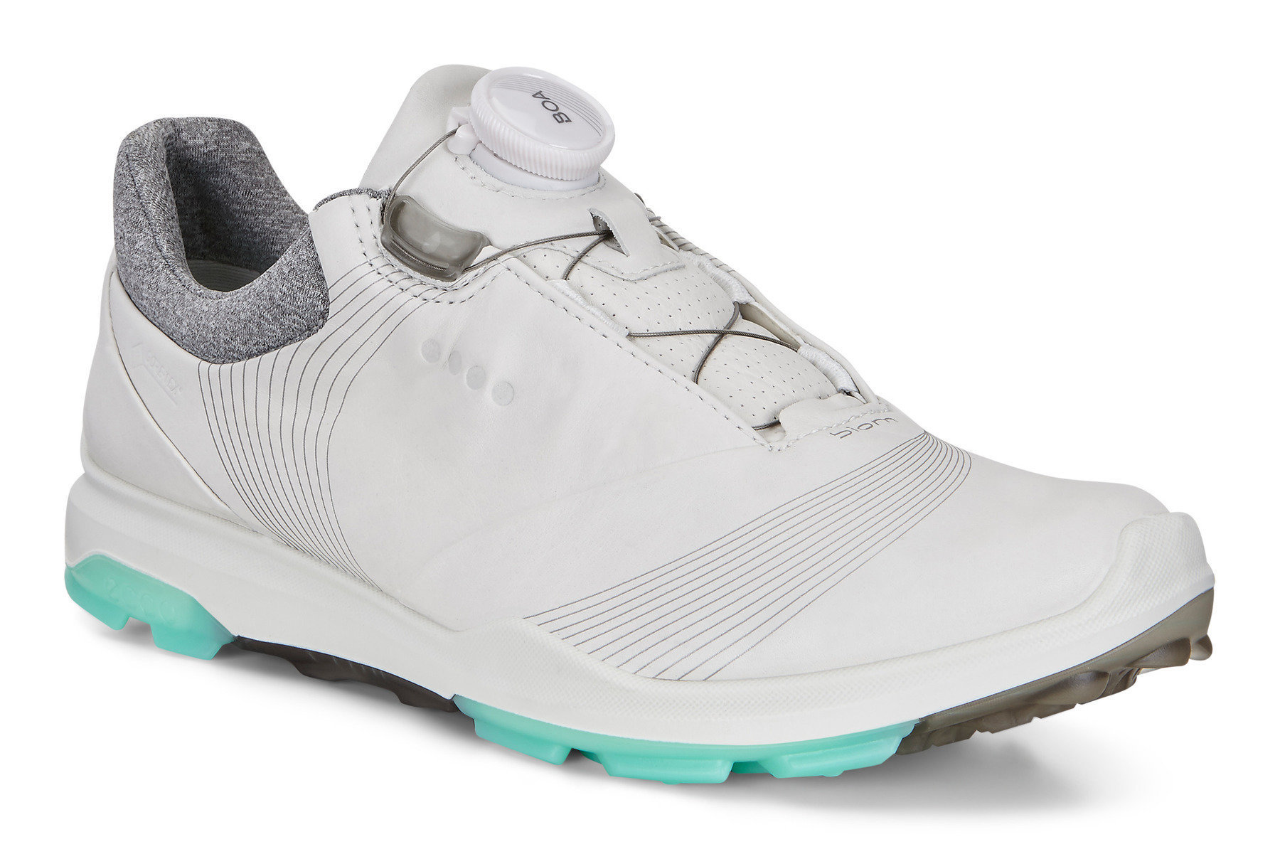 Calzado de golf de mujer Ecco Biom Hybrid 3 Womens Golf Shoes White/Emerald 41