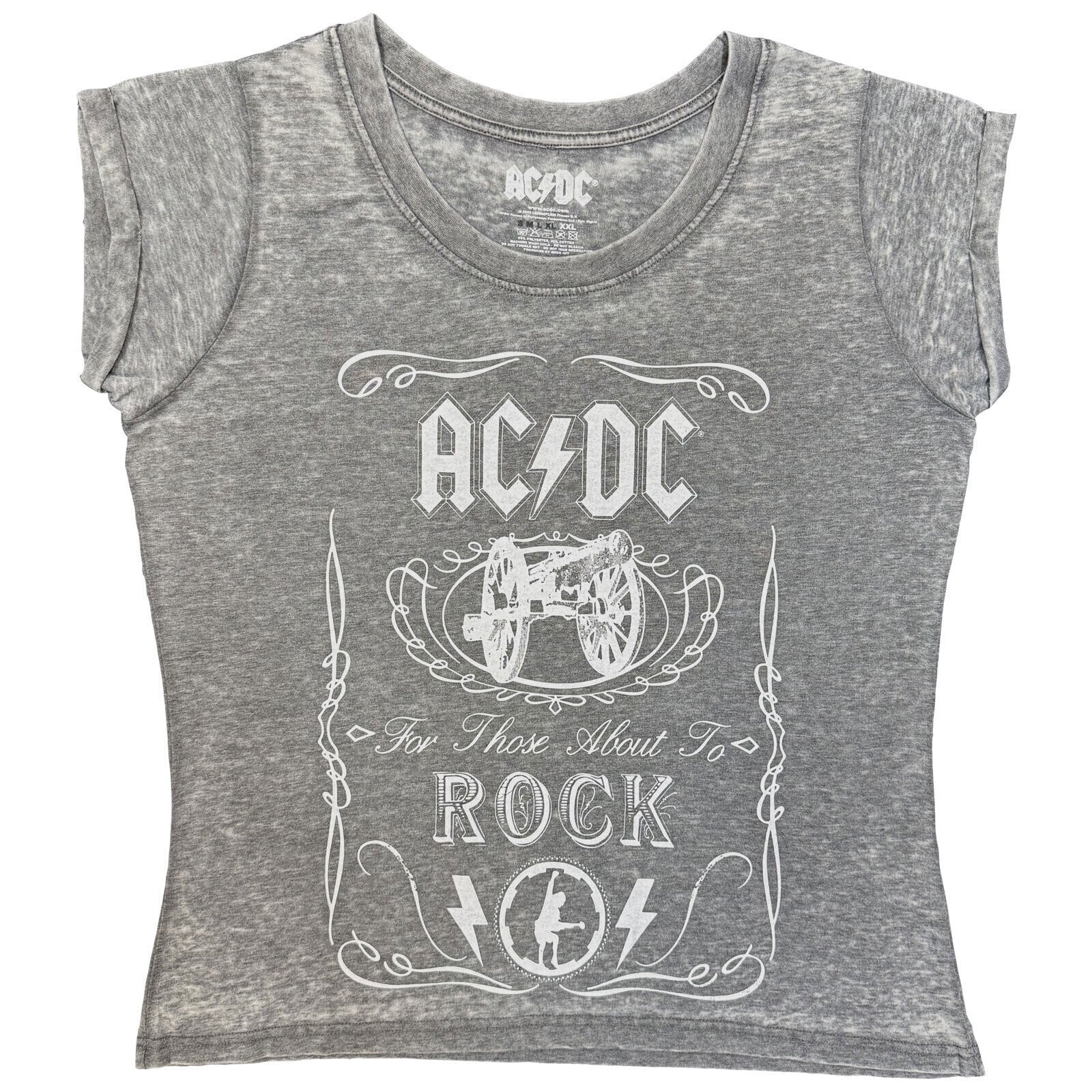 T-shirt AC/DC Cannon Swig Charcoal Grey L Feminino T-shirt
