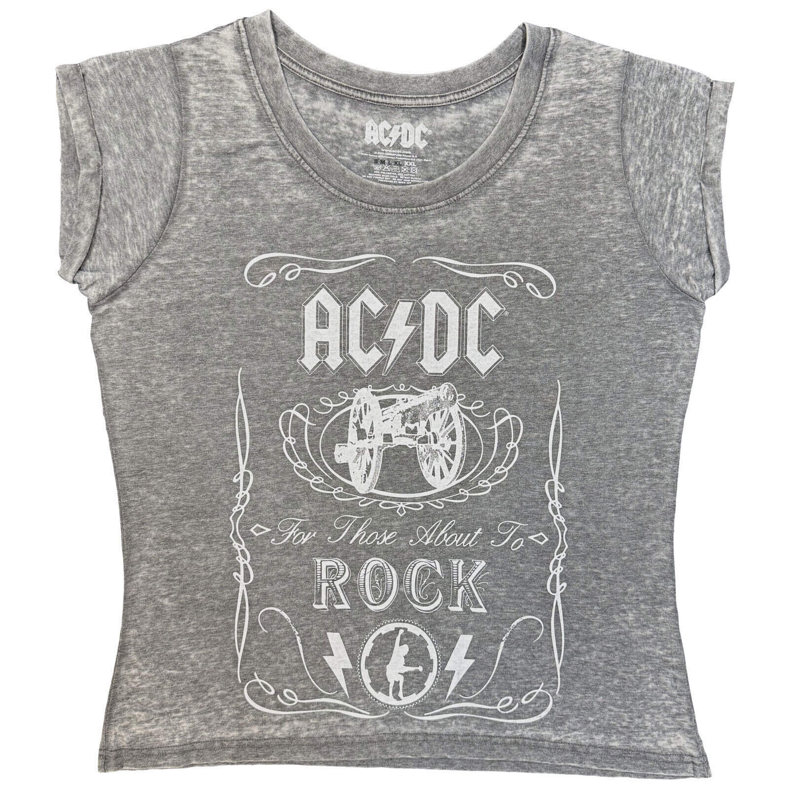 T-shirt AC/DC Cannon Swig Charcoal Grey XL Feminino T-shirt