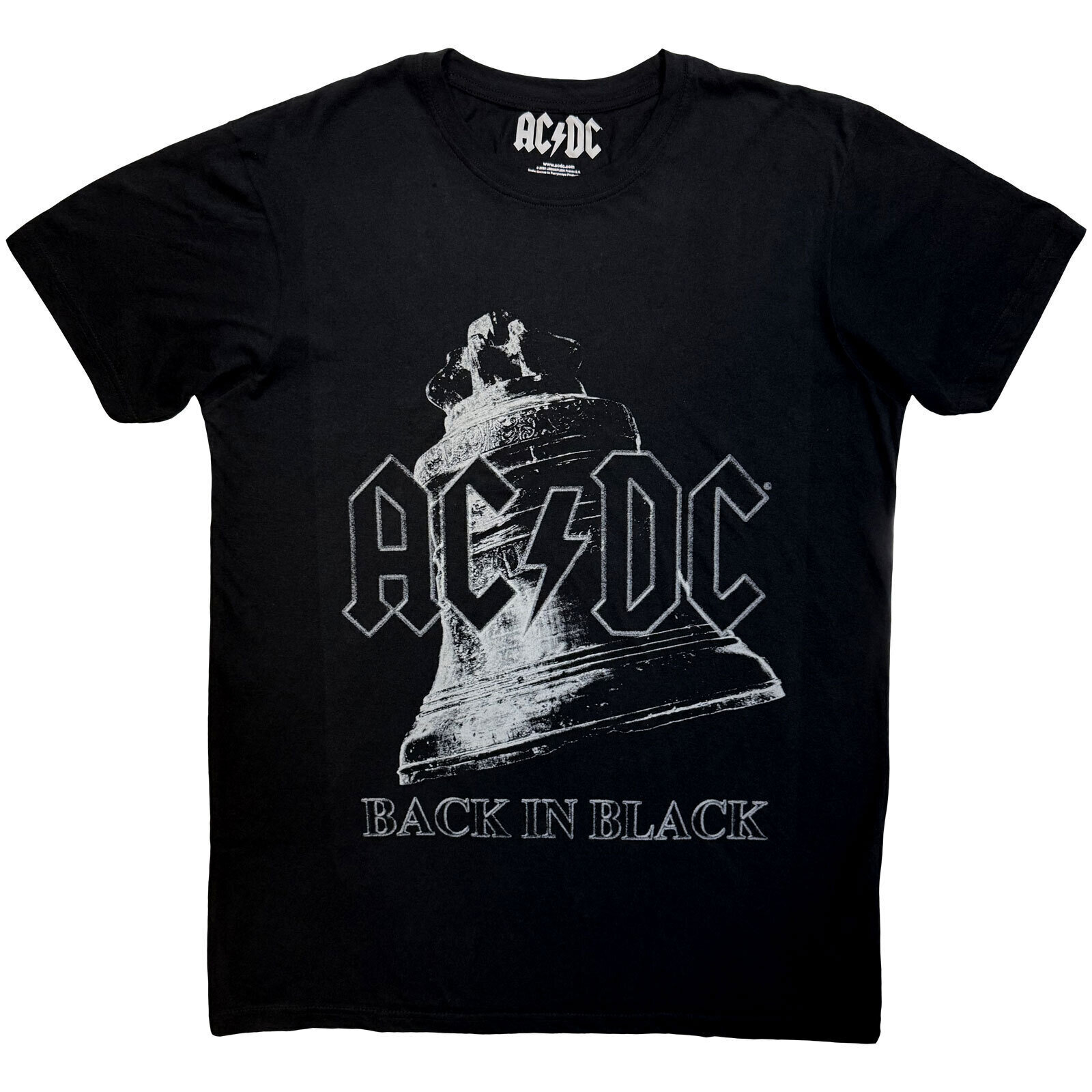 Camiseta de manga corta AC/DC Back In Black Bell Premium Carbon Black 2XL Camiseta de manga corta