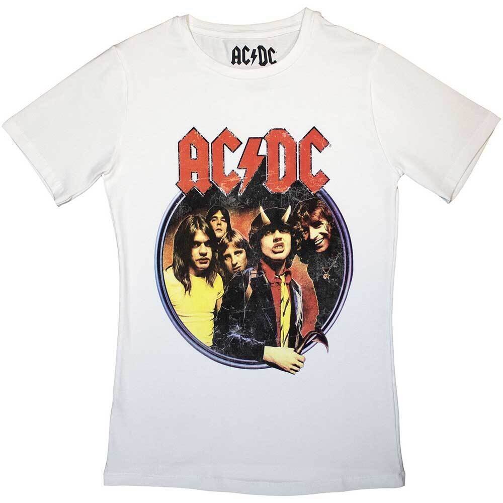 Tricou AC/DC Highway To Hell Circle White S Damă Tricou