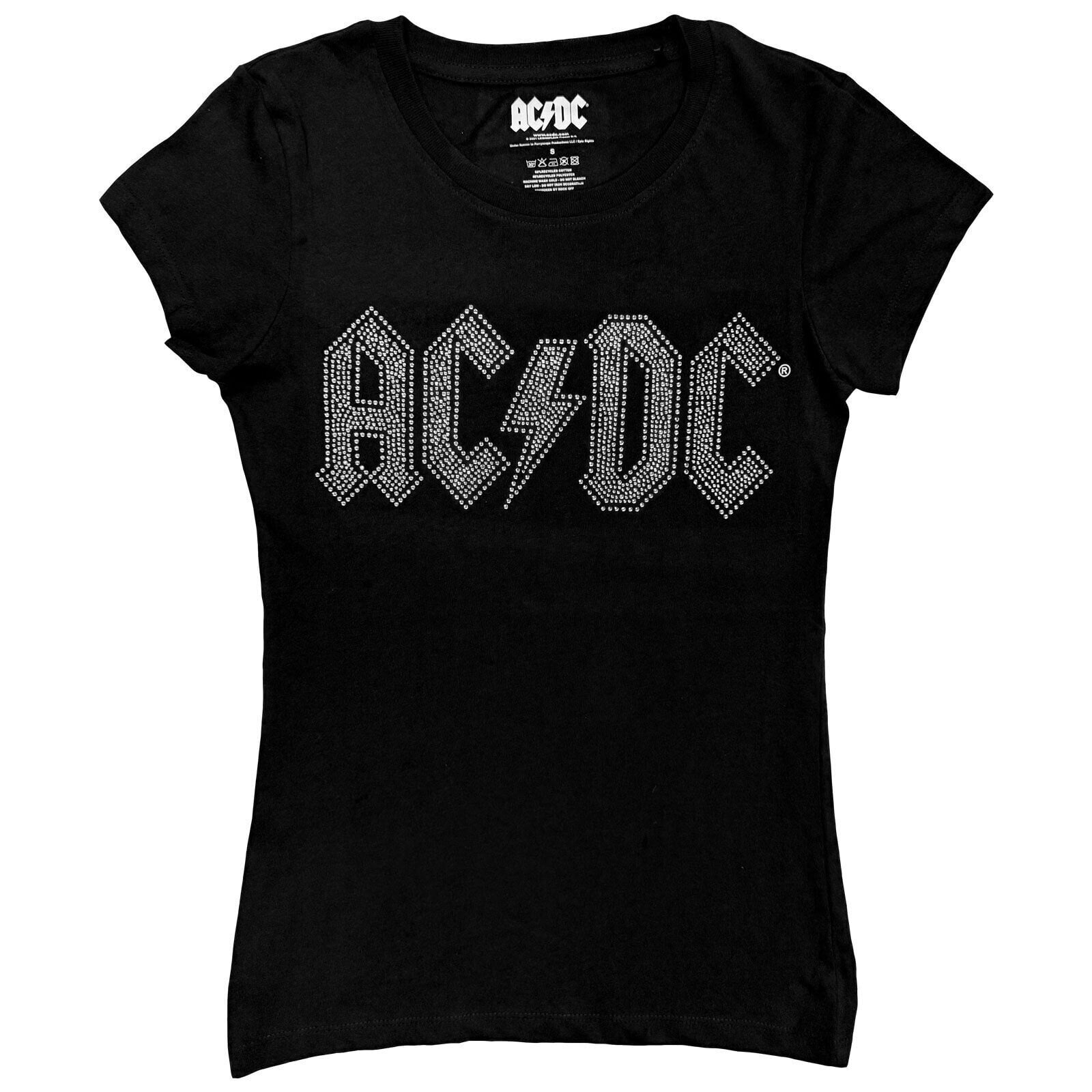 T-Shirt AC/DC Logo Embellished Black L Ladies T-Shirt