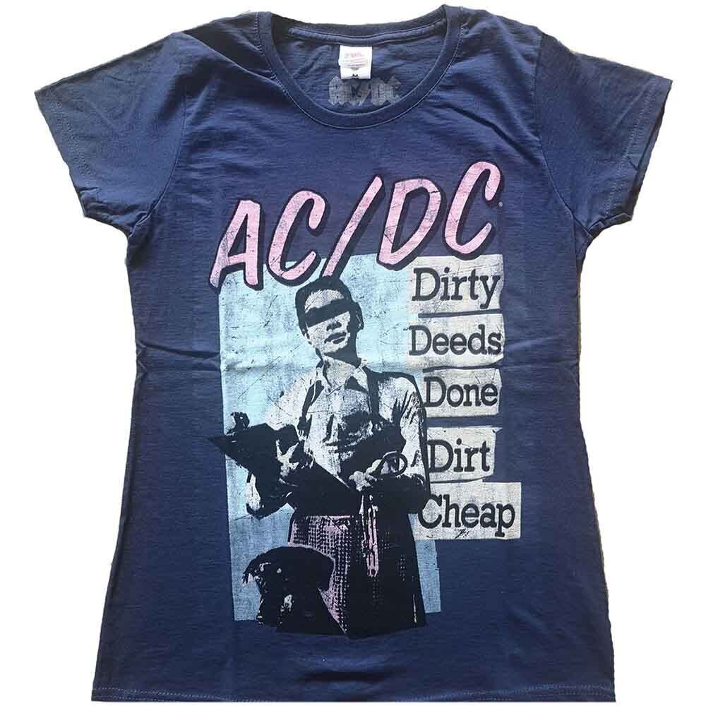 T-Shirt AC/DC Vintage DDDDC Navy Blue 2XL Ladies T-Shirt
