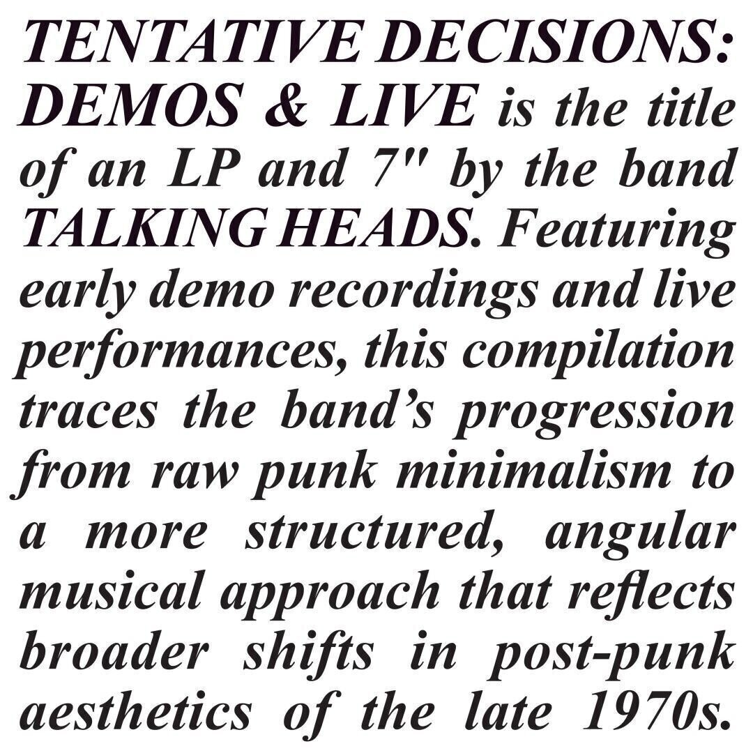 CD диск Talking Heads - Tentative Decisions: Demos & Live (3 CD)