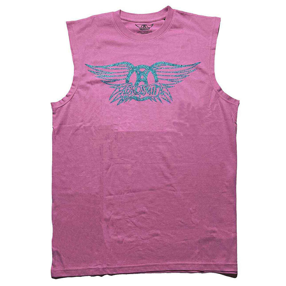 Tricou Aerosmith Glitter Print Logo Embellished Pink S Tricou