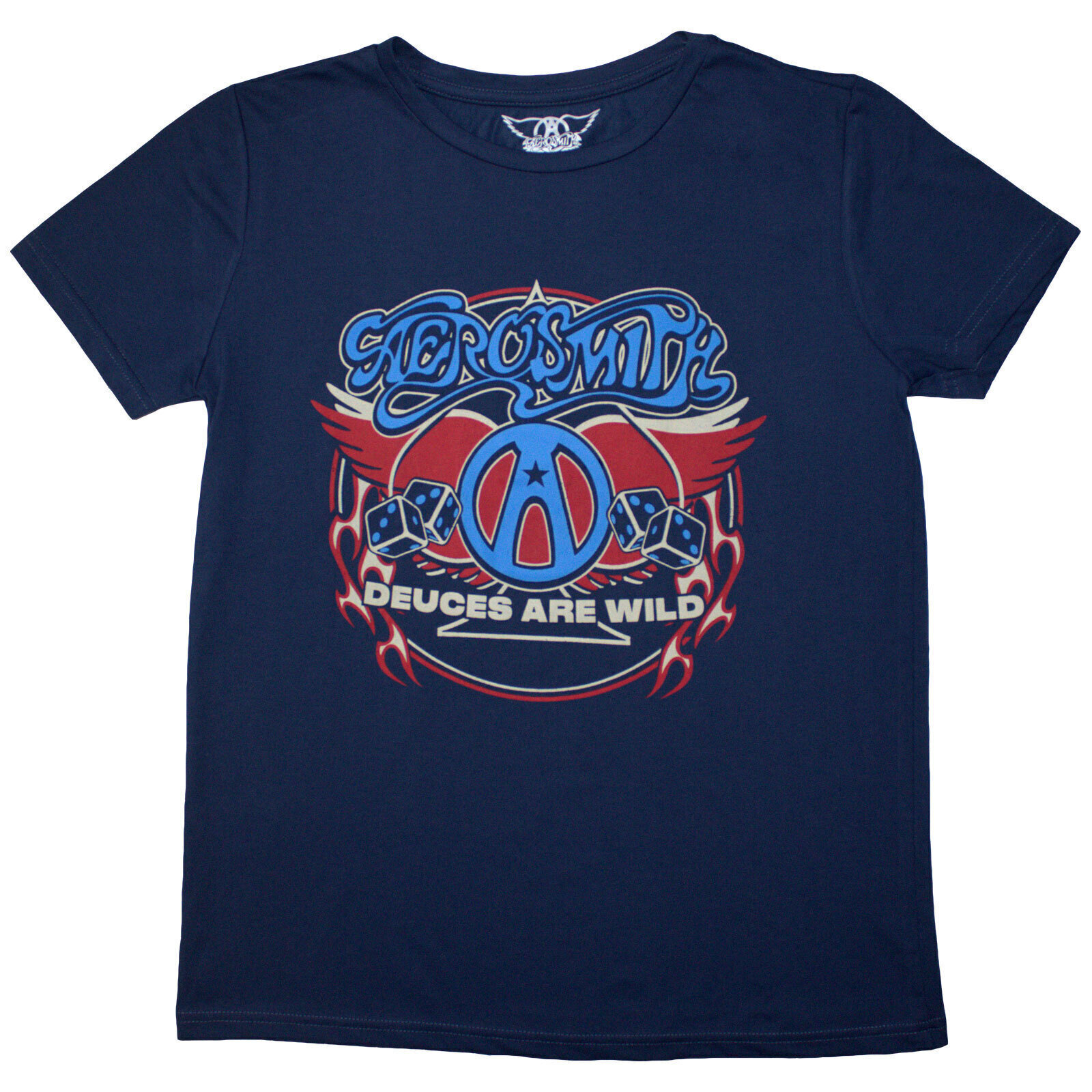 T-Shirt Aerosmith Rainbow Spade Denim Blue 2XL Ladies T-Shirt