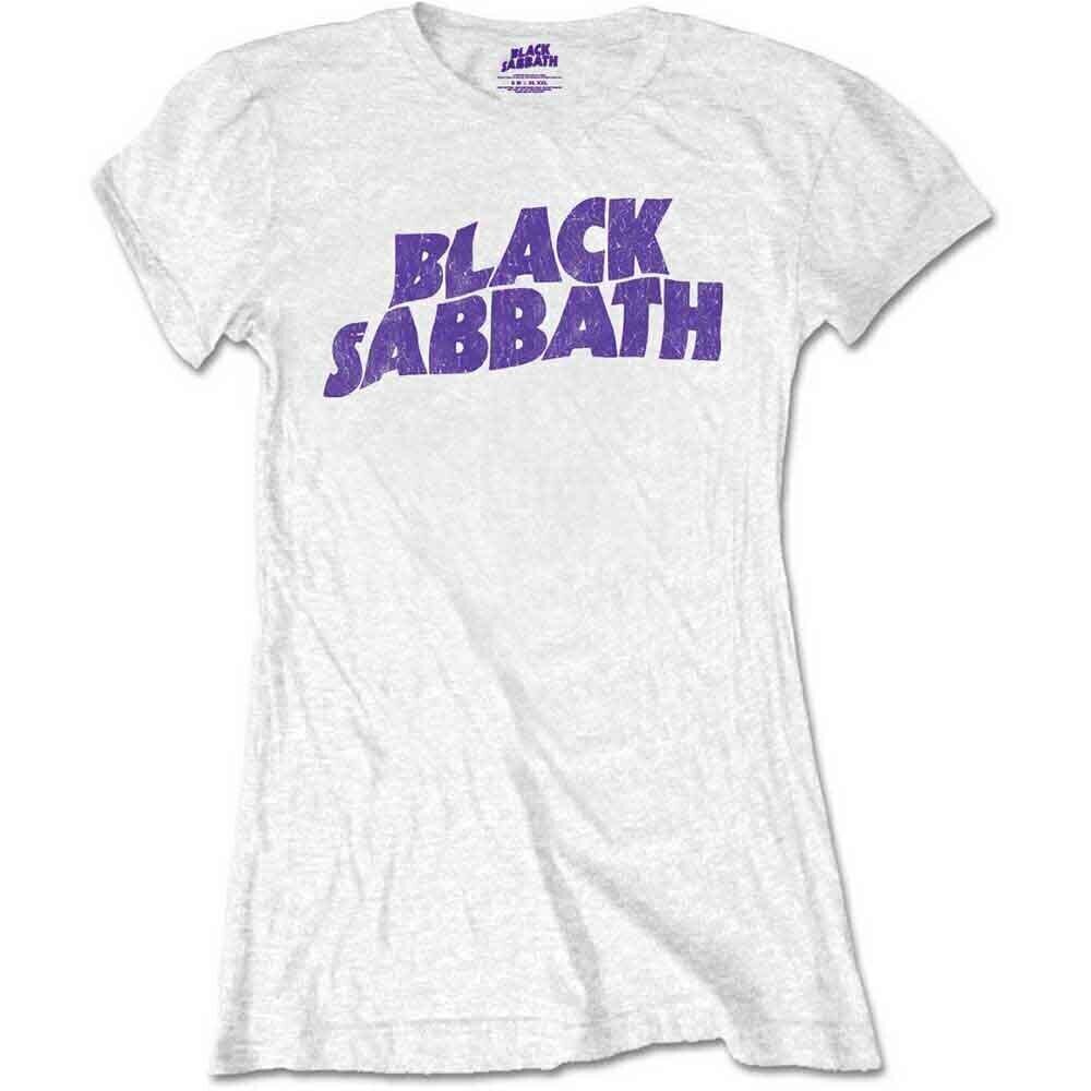 T-Shirt Black Sabbath Wavy Logo Vintage White L Ladies T-Shirt