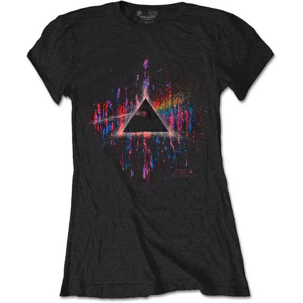Tricou Pink Floyd Dark Side of the Moon Pink Splatter Black 2XL Damă Tricou