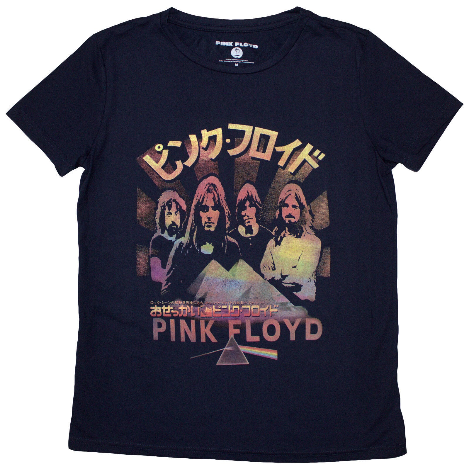 Camiseta de manga corta Pink Floyd Japan Poster Navy Blue XL De mujer Camiseta de manga corta