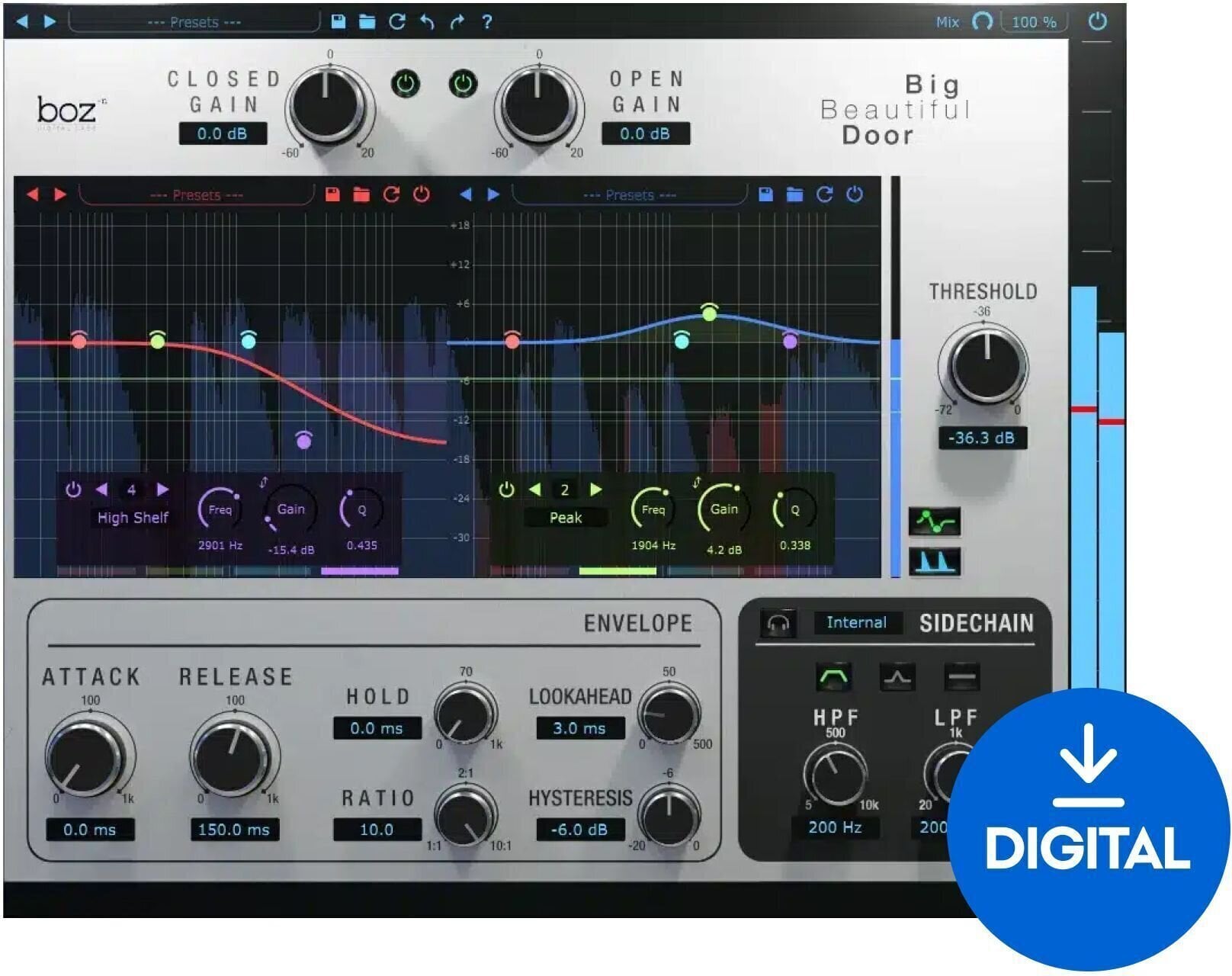 Programvare-plugin FX-prosessor Boz Digital Labs Big Beautiful Door 2