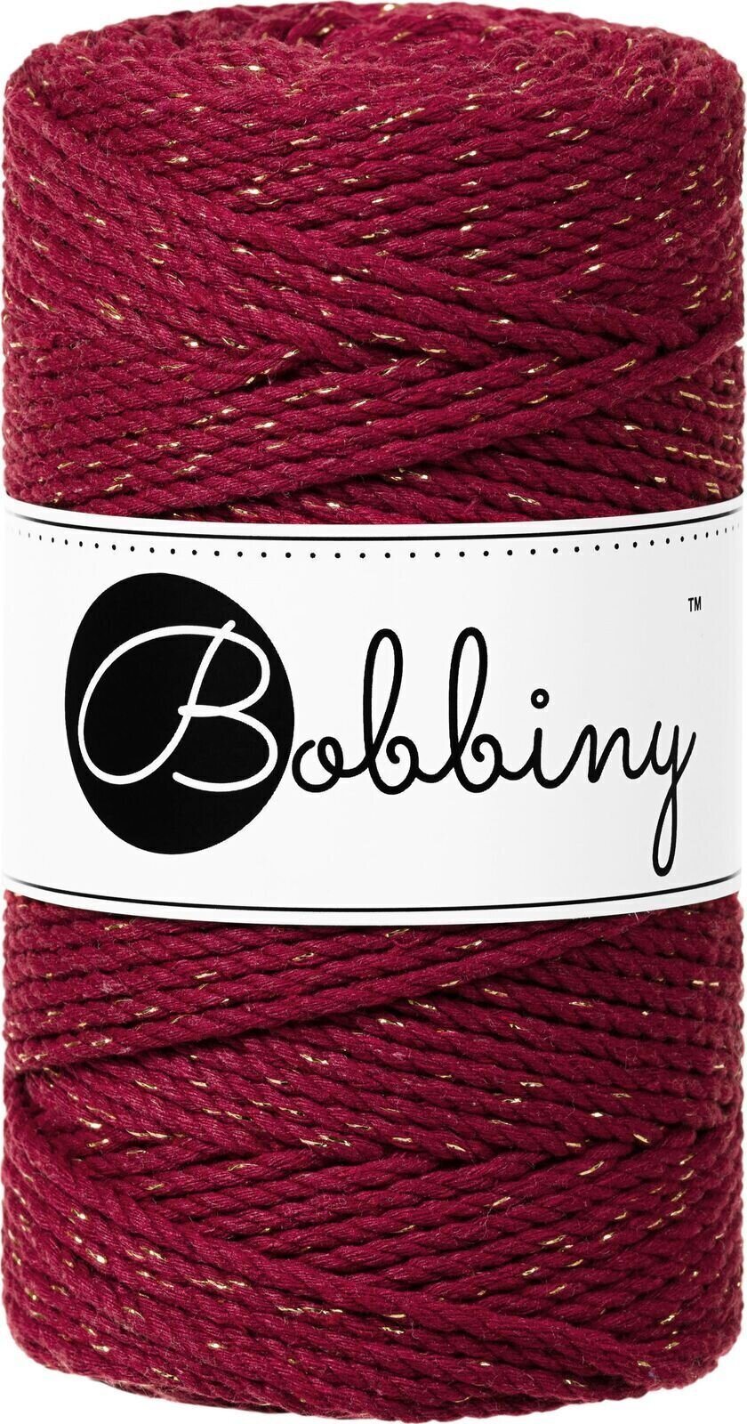 Kanap Bobbiny 3PLY Macramé Rope 3 mm 100 m Golden Wine Red Kanap