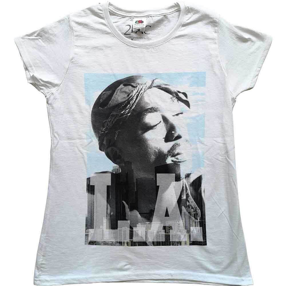 T-Shirt 2Pac LA Skyline White M Ladies T-Shirt