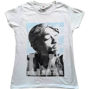 T-Shirt 2Pac LA Skyline White M Ladies T-Shirt - 1