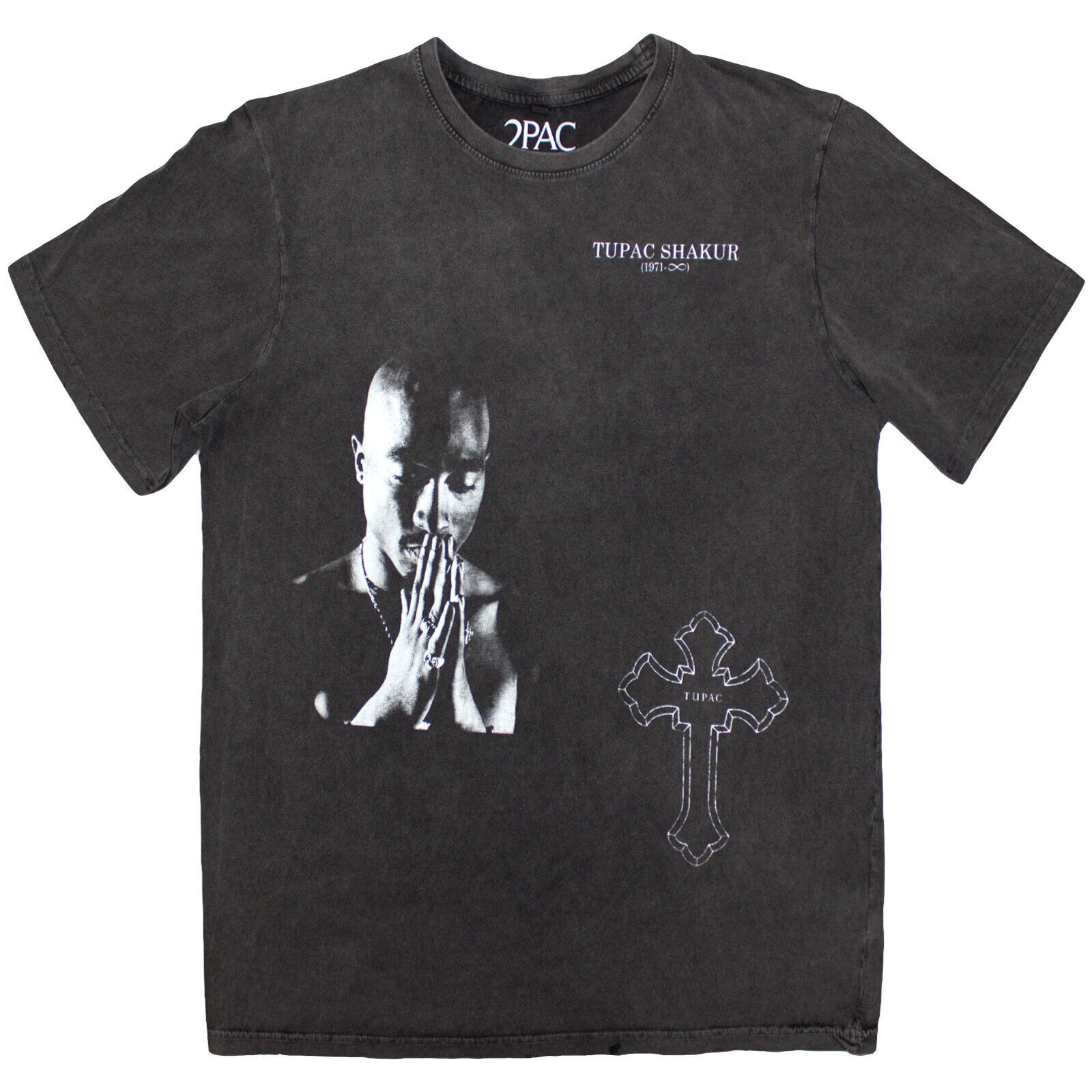 Tričko 2Pac Photo Cross Charcoal Grey XL Tričko