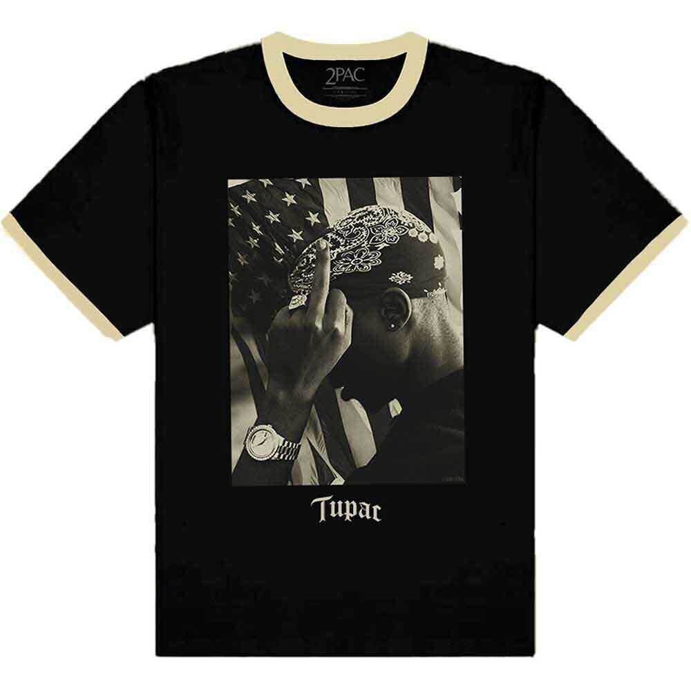 T-särk 2Pac Flag Photo Black & Cream 2XL T-särk