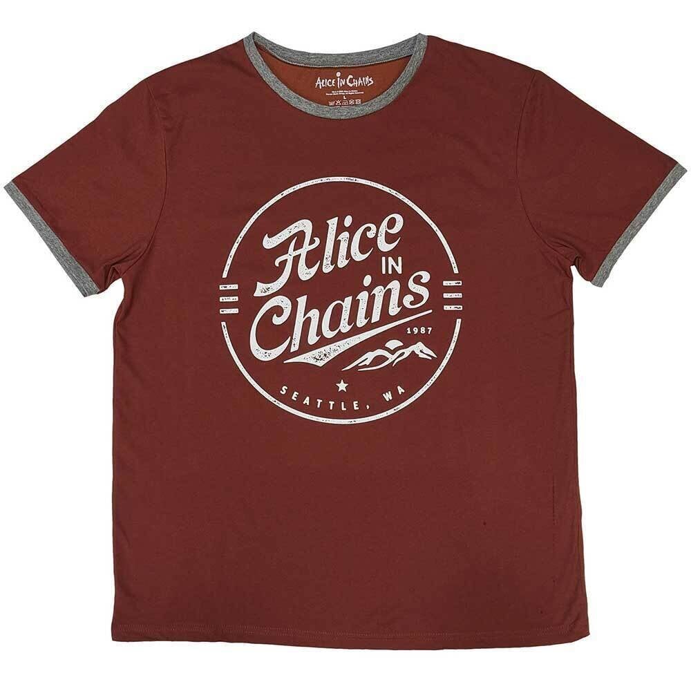 T-Shirt Alice In Chains Circle Emblem Ringer Red L T-Shirt