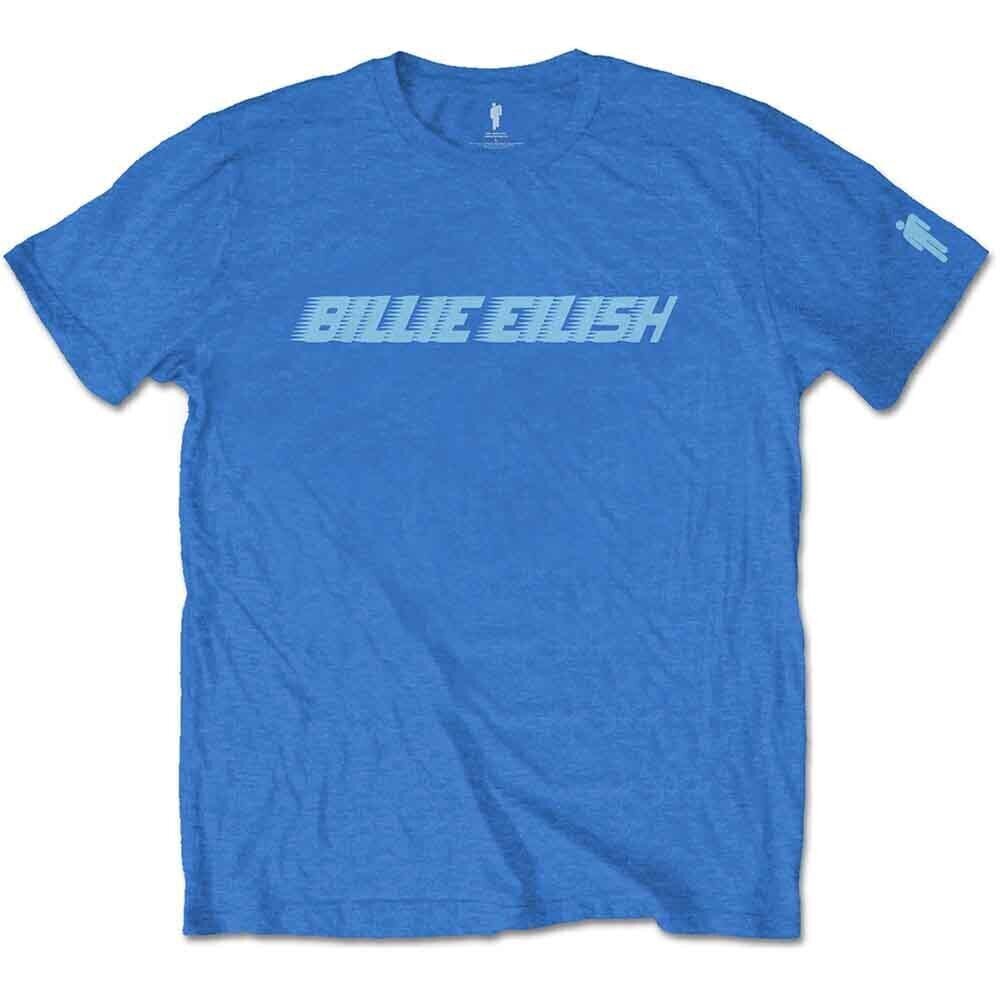 T-särk Billie Eilish Blue Racer Logo (Sleeve Print) Blue L T-särk