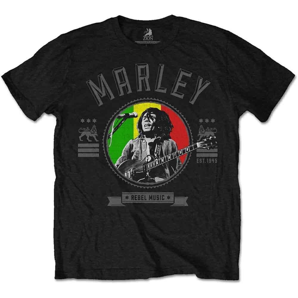 T-Shirt Bob Marley Rebel Music Seal Black L T-Shirt