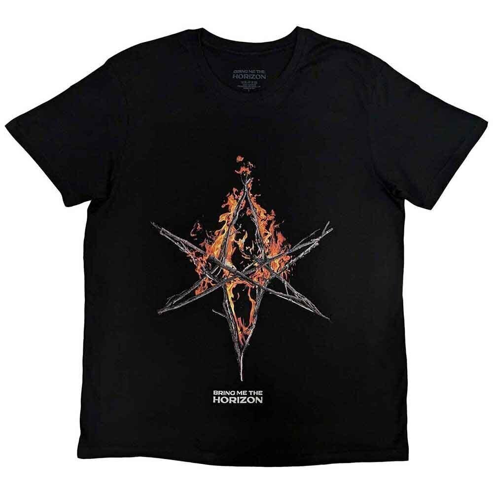 T-Shirt Bring Me The Horizon Flame Hex & Text Logo Black L T-Shirt