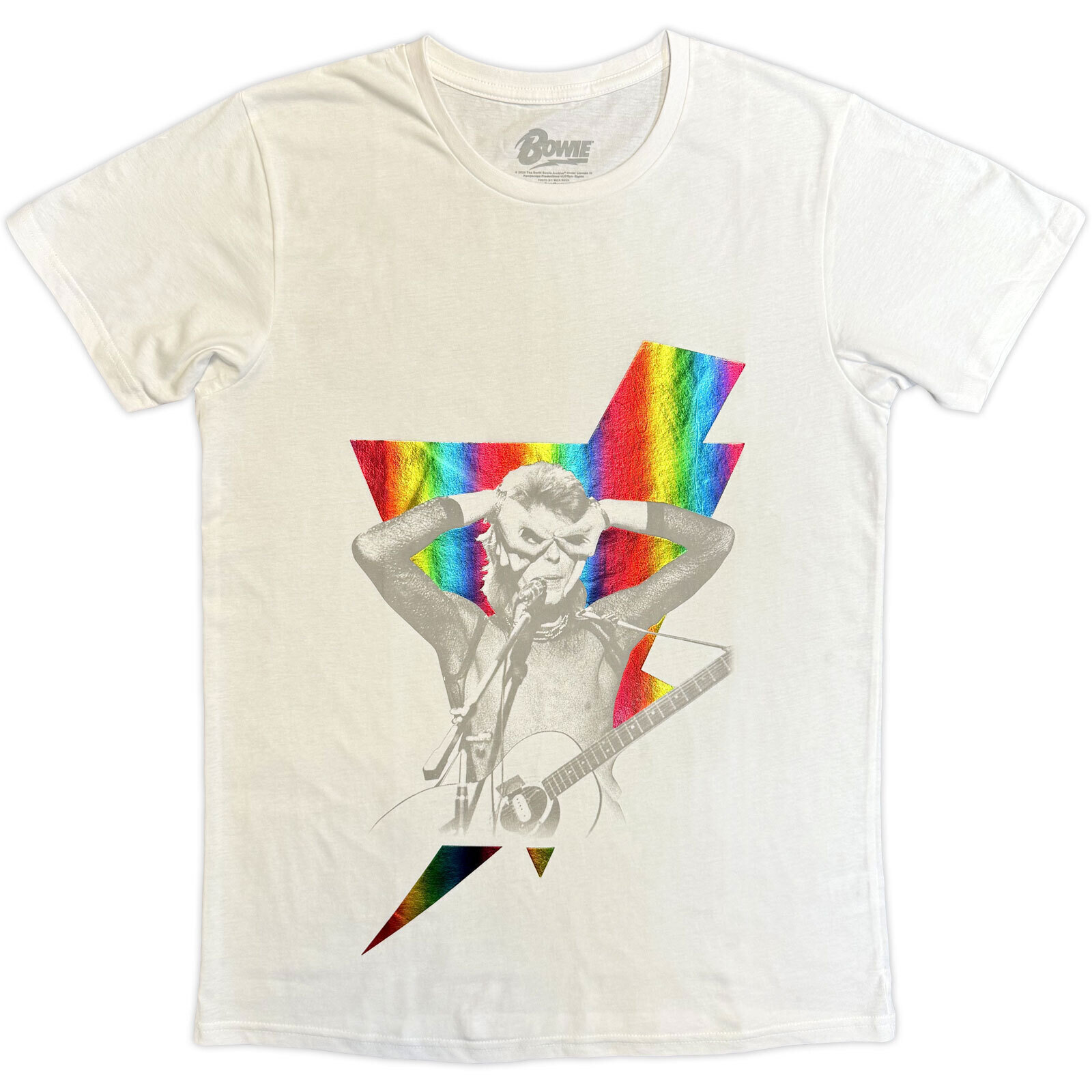 T-shirt David Bowie Holographic Bolt (Foiled) White 2XL T-shirt