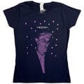 David Bowie Dots Navy Blue L Dame Skjorte