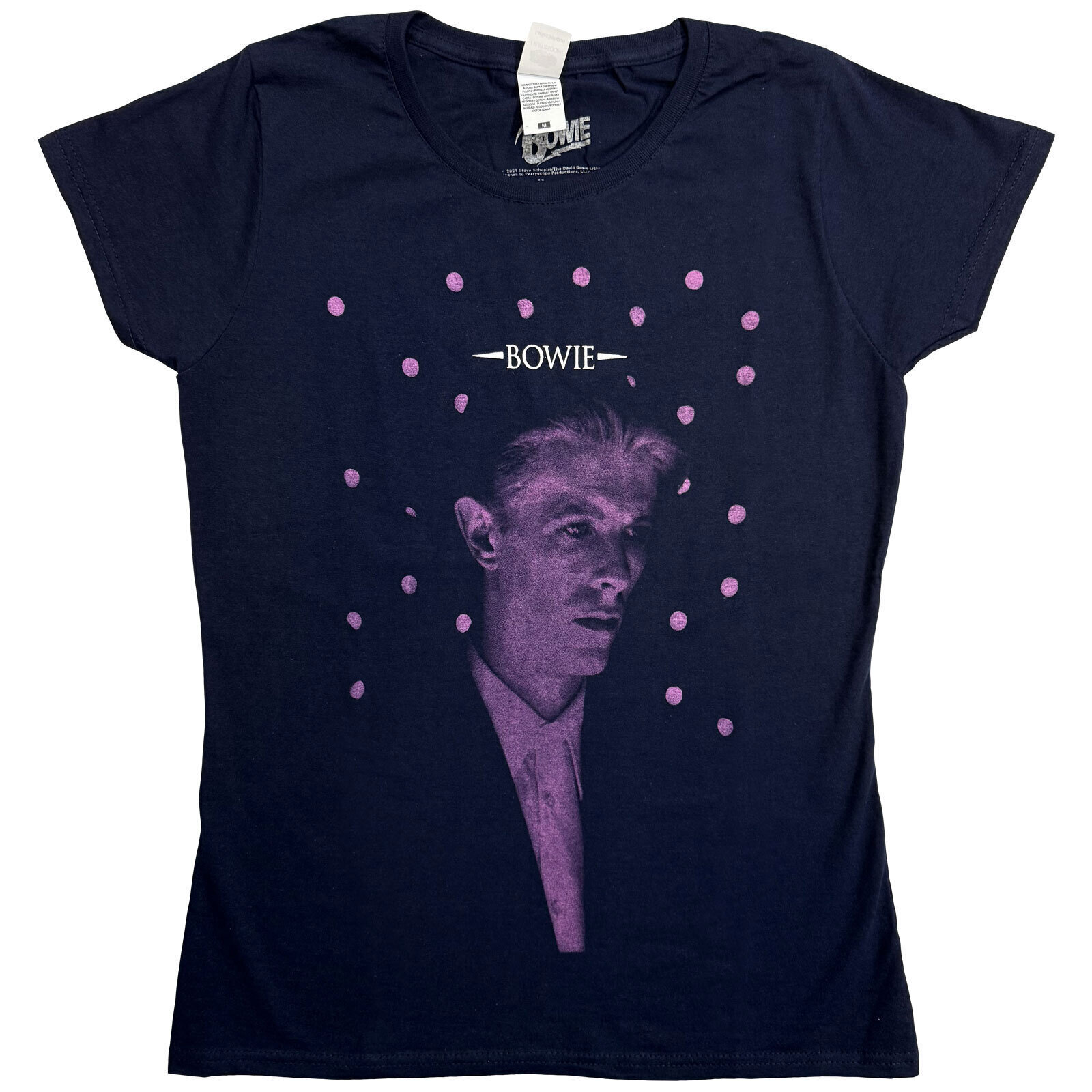 T-shirt David Bowie Dots Navy Blue XL Feminino T-shirt