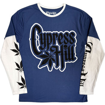 T-Shirt Cypress Hill Leaf & Logo (Sleeve Print) Denim Blue & White 2XL T-Shirt - 1