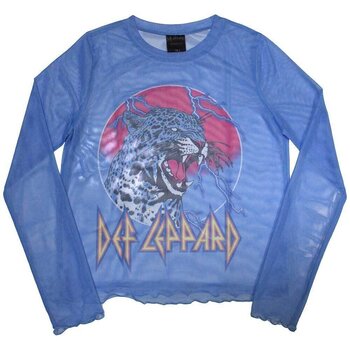 T-shirt Def Leppard Lightning Leopard (Mesh) Blue S Feminino T-shirt - 1