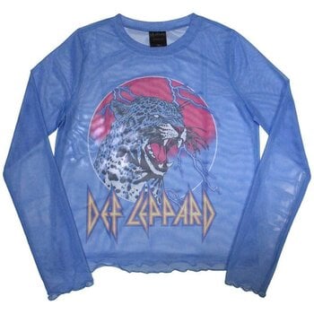 T-shirt Def Leppard Lightning Leopard (Mesh) Blue L Feminino T-shirt - 1