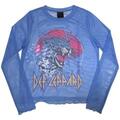 Def Leppard Lightning Leopard (Mesh) Blue L Ladies T-Shirt