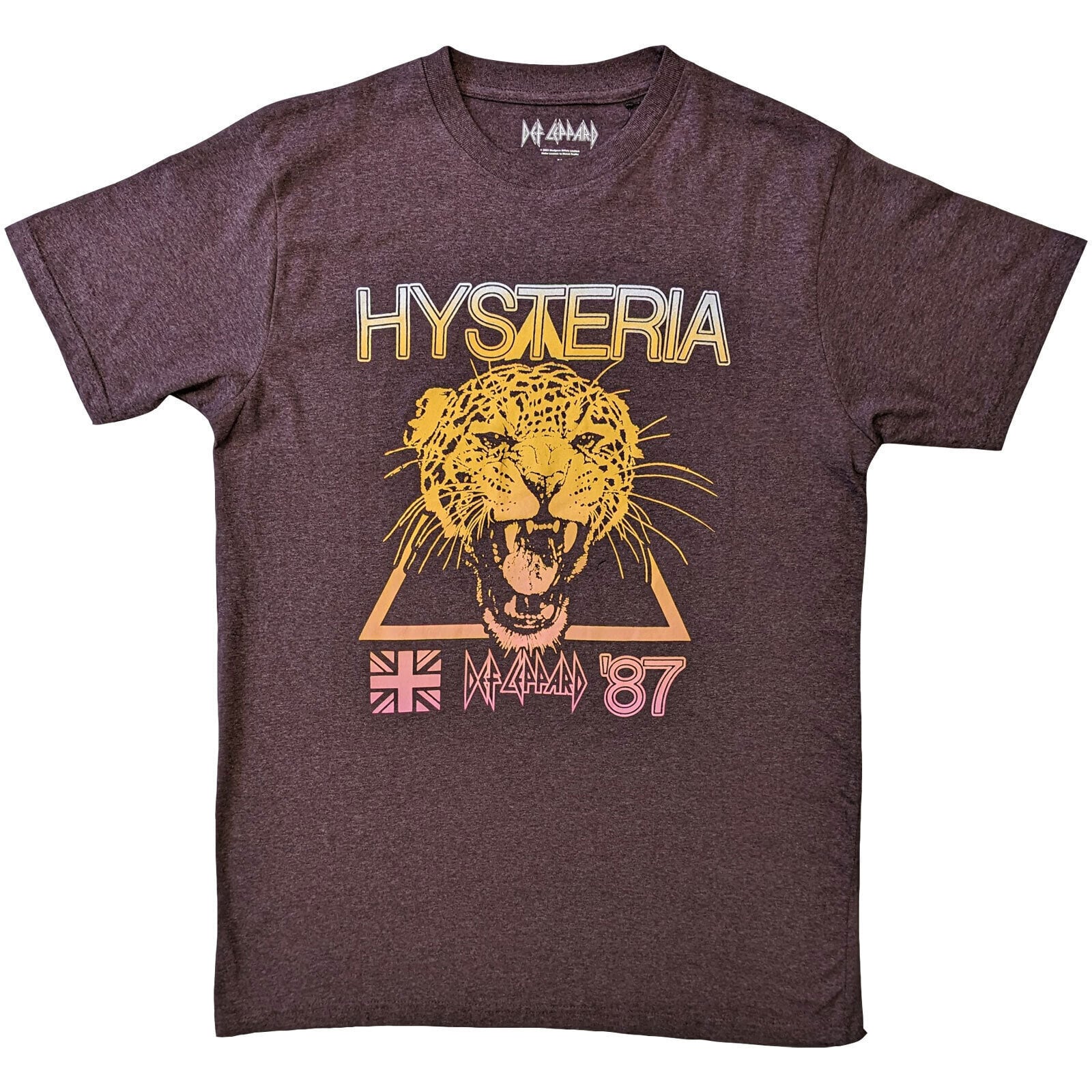 T-Shirt Def Leppard Hysteria World Tour (Back Print) Brown M T-Shirt