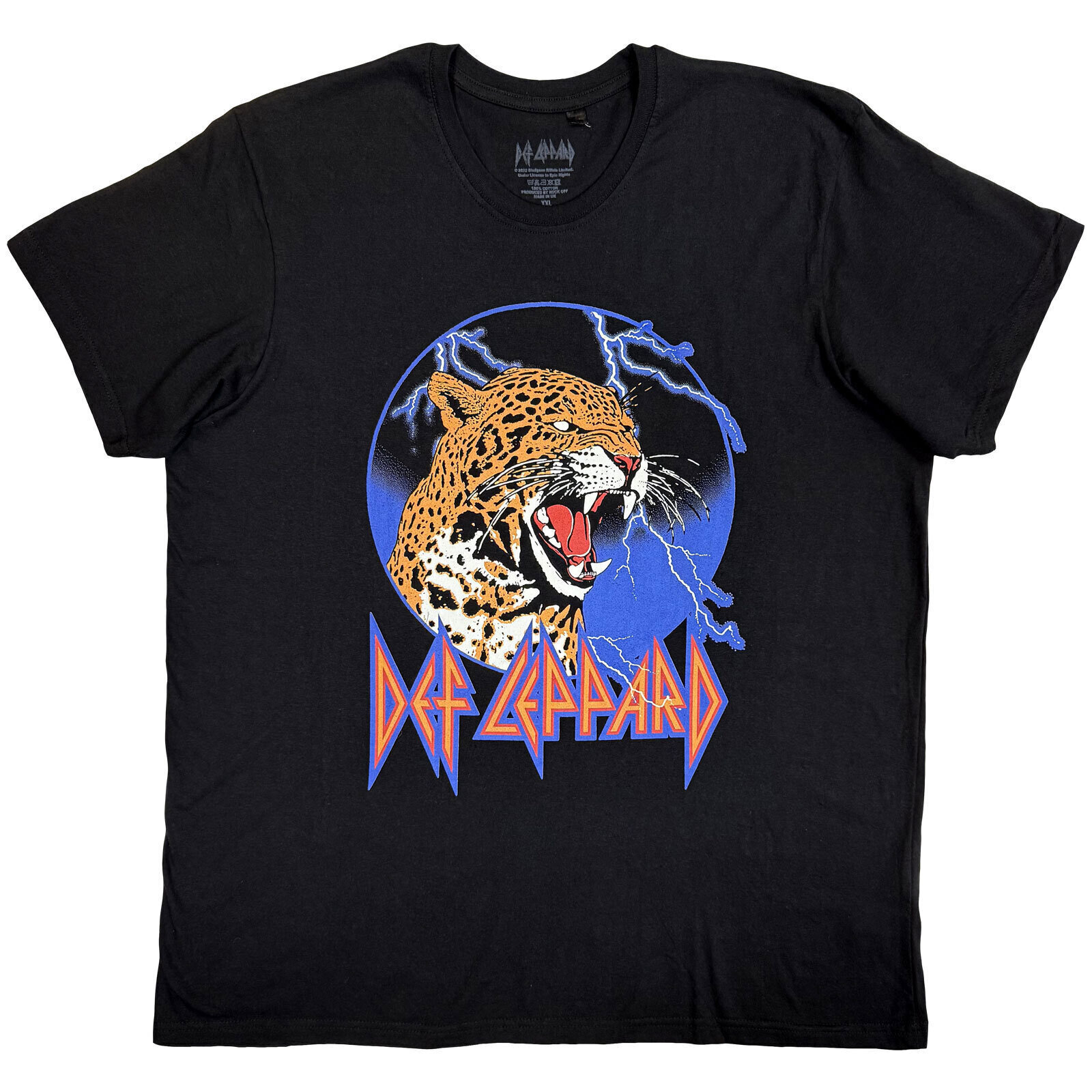 T-shirt Def Leppard Lightning Leopard Black 2XL T-shirt