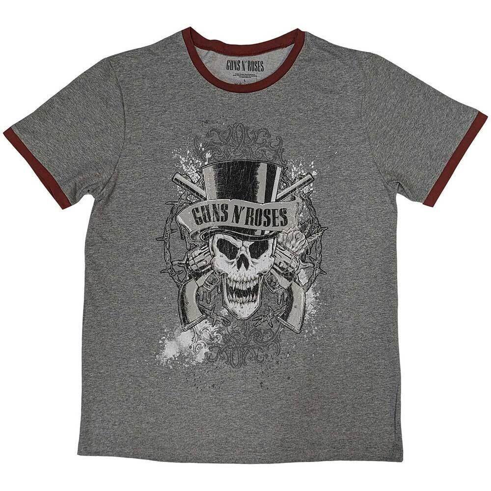 T-shirt Guns N' Roses Faded Skull (Ringer) Grey S T-shirt